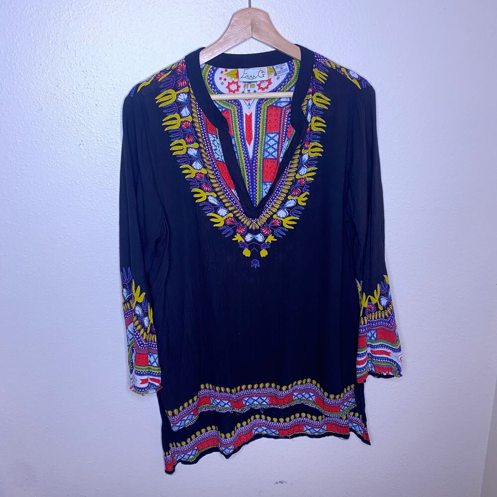 Emma G Black Aztec Print Tunic Medium